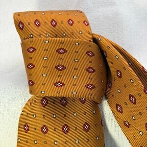 Kiton Silk Tie Mens OS Gold Pristine Vintage Geometric Medallion Italy